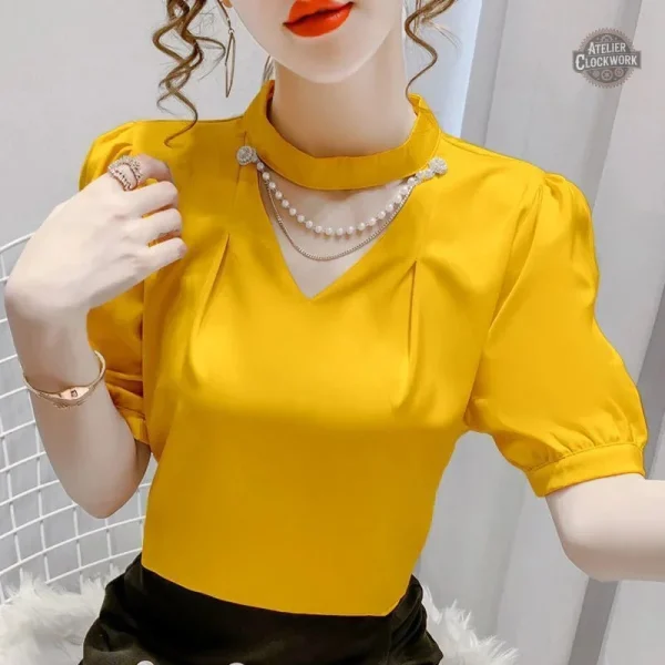 Blouse steampunk jaune pour une touche vintage élégante