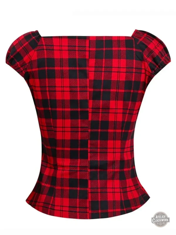 Blouse steampunk femme avec motif tartan