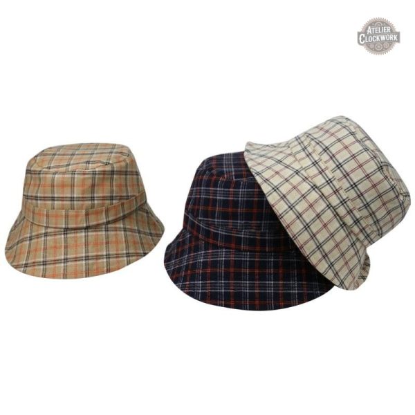 Chapeau vintage steampunk en tissu tartan