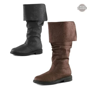 Bottes de Cosplay Steampunk en cuir PU noir