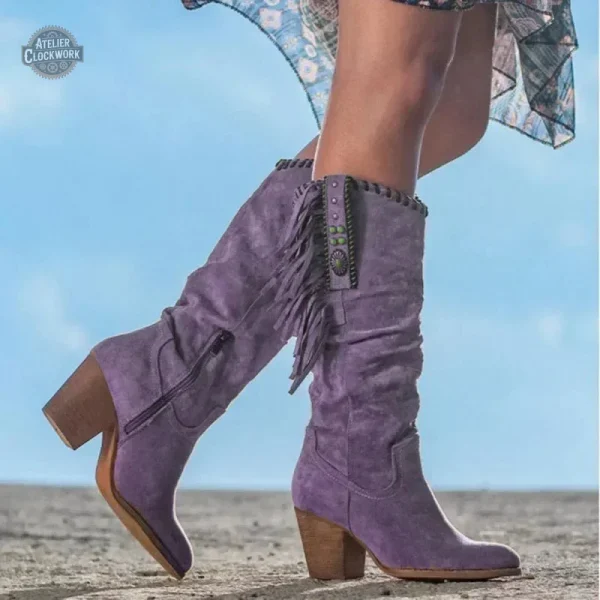 Bottes Femme au style Far West avec détails en suède
