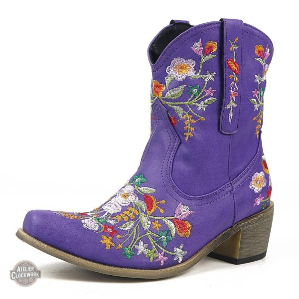 Bottines vintage avec motifs brodés raffinés