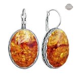 Boucles d'oreilles Ambre et Argent Steampunk