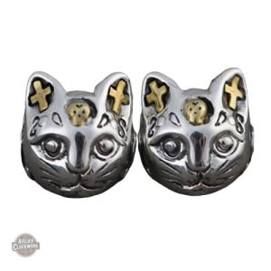 Boucles d'oreilles chat en argent design Neko