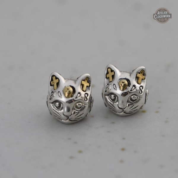 Boucles d'oreilles steampunk inspirées des chats