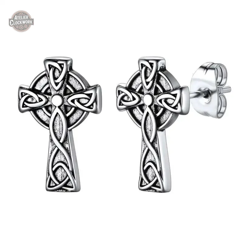 Boucles d'oreilles Croix Celtique Inox Steampunk Femme