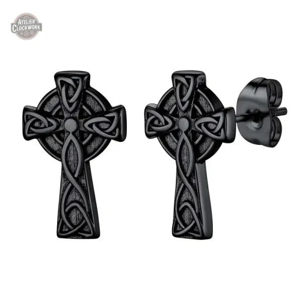 Accessoire steampunk : Boucles en inox Croix Celtique