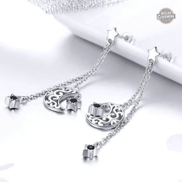 Bijoux steampunk avec motif de lune en argent