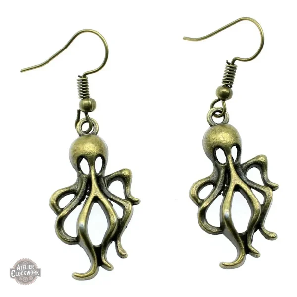 boucle-d-oreille-pieuvre-1 Boucles Pieuvres Steampunk élégantes pour femme