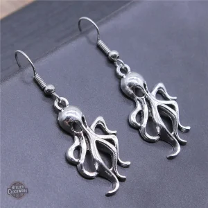 Bijoux steampunk femme : boucles pieuvres uniques