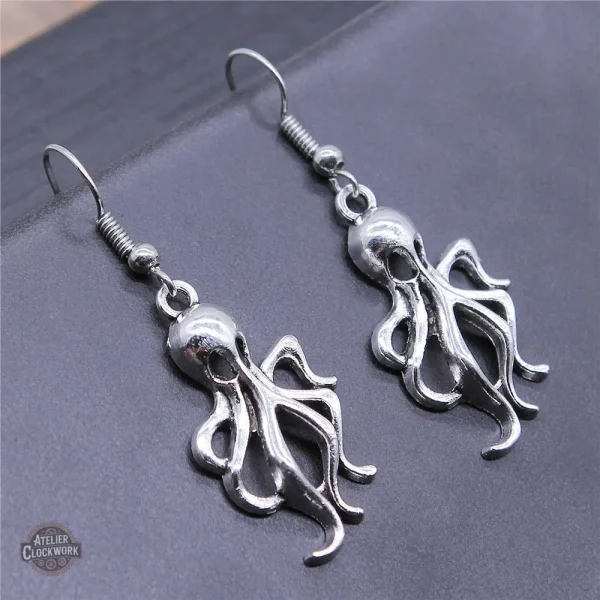 Bijoux steampunk femme : boucles pieuvres uniques