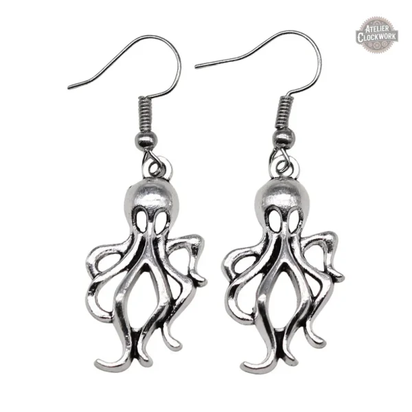 Boucles d'oreilles inspirées du steampunk et des pieuvres