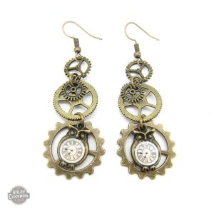 Boucles d'oreilles hiboux au style steampunk