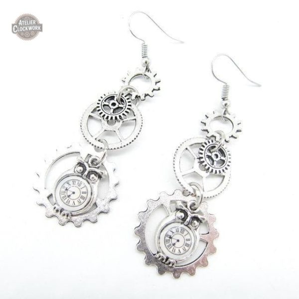 Boucles d'oreilles au design rétro-futuriste hiboux