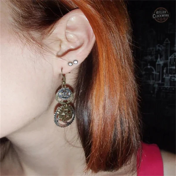 Boucles d'oreilles au design steampunk unique