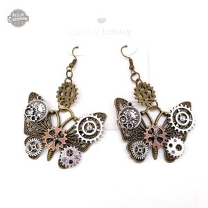 Boucles d'oreilles Steampunk avec design de papillons