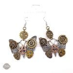 Bijoux Steampunk femme avec motifs de papillons mécaniques