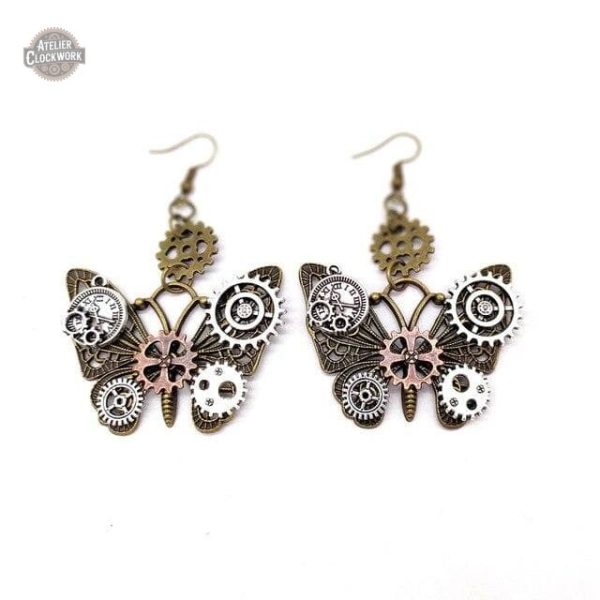 Accessoires Steampunk : boucles avec papillons vintage