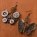 Boucles d'oreilles inspirées du Steampunk et de la nature