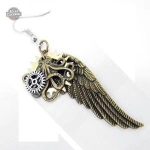 Boucles d'oreilles steampunk avec design d'ailes