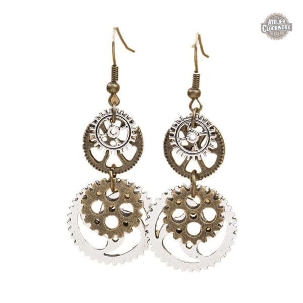 boucles-d-oreilles-fantaisie-pendantes-1 Boucle d'oreille femme pendante steampunk avec engrenages