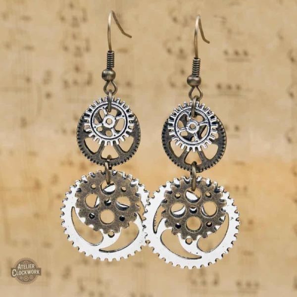 Boucles d'oreilles fantaisie style steampunk pour femmes