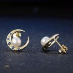 Créations argentées, boucles d'oreilles croissant de lune