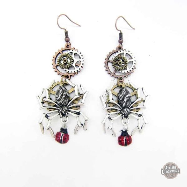 Boucles élégantes Steampunk, motif araignée Épeire