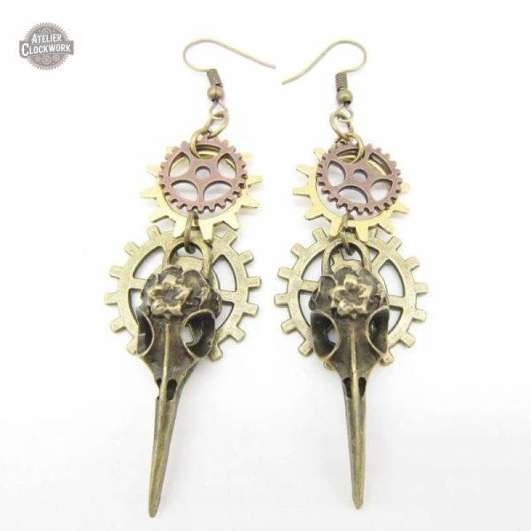boucles-phenix-steampunk-1 Boucles d'oreilles Steampunk Phoenix, style unique et élégant