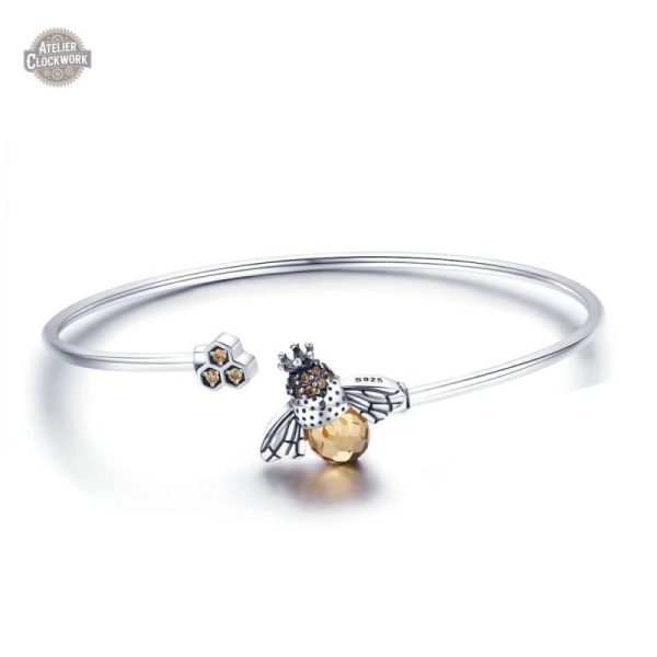 bracelet-abeille-argent-steampunk-store-1 Bracelet Steampunk Abeille d'Argent pour femme