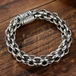 Bracelet pour homme en acier au style steampunk