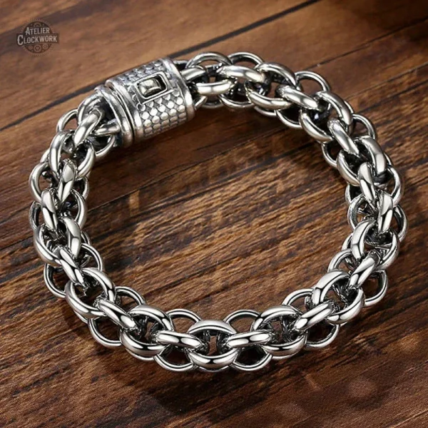 Bracelet pour homme en acier au style steampunk