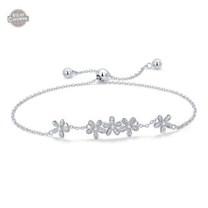 Bracelet femme en argent avec motif floral élégant