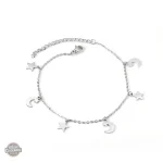 Bracelet Argent Lune et Étoiles en acier inoxydable