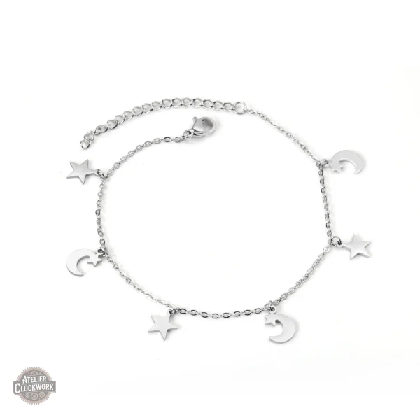 bracelet-argent-lune-et-etoiles-steampunk-store-1 Bracelet Argent Lune et Étoiles en acier inoxydable