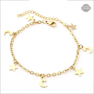 Chaînette steampunk pour femme avec lune et étoiles