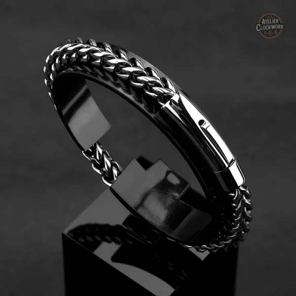 Bracelet dandy homme en acier au design steampunk unique