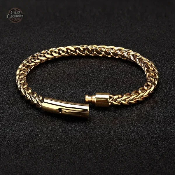 Bracelet homme en acier, style steampunk audacieux