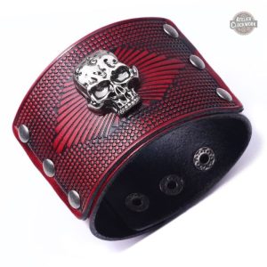 Bracelet homme tête de mort en cuir