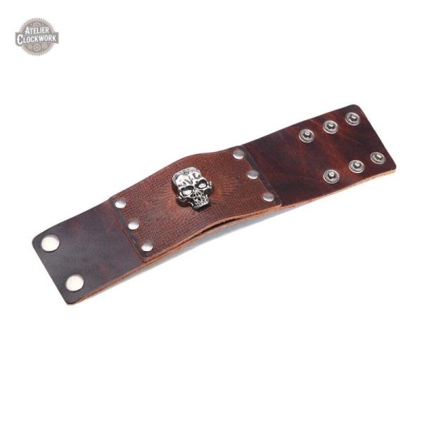 Bracelet dandy homme tête de mort en cuir