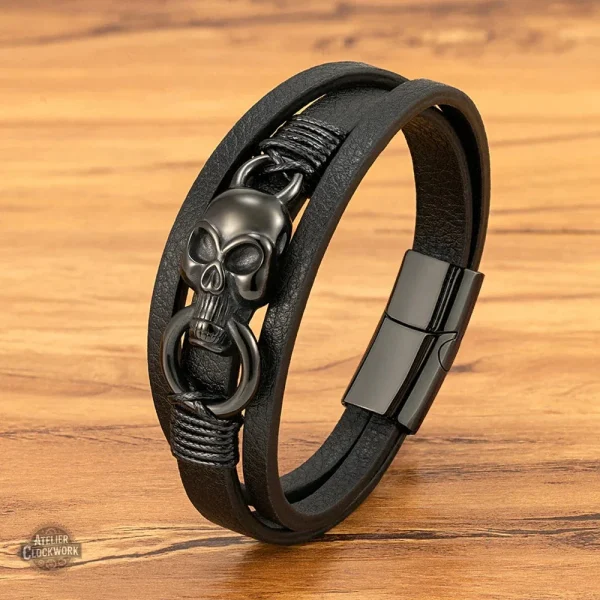Bracelet homme tendance, cuir punk audacieux
