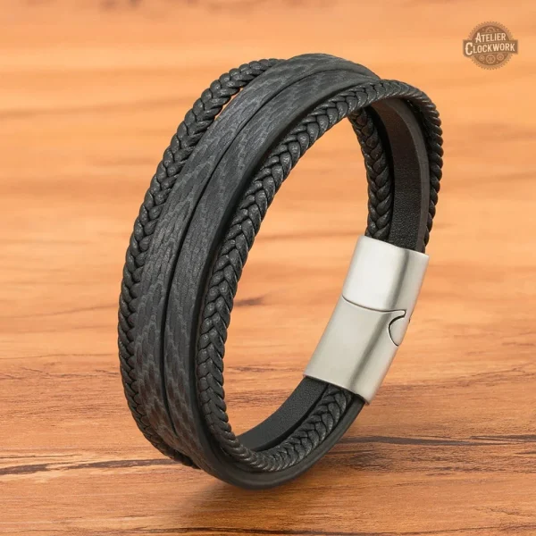 Bracelet en cuir vintage, style audacieux pour homme