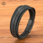 Bracelet pour homme, fusion de cuir et style steampunk