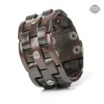 Bracelet en cuir marron style steampunk