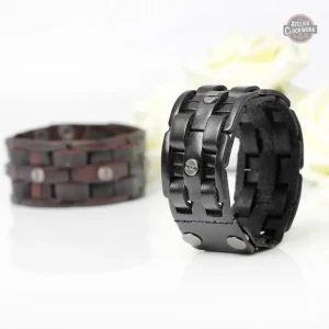 Accessoire dandy masculin en cuir marron