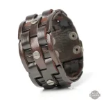 Bracelet de force masculin en cuir marron