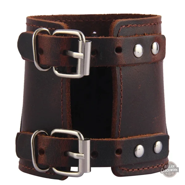 bracelet-de-force-cuir-noir-steampunk-store-1 Bracelet de force noir en cuir pour homme