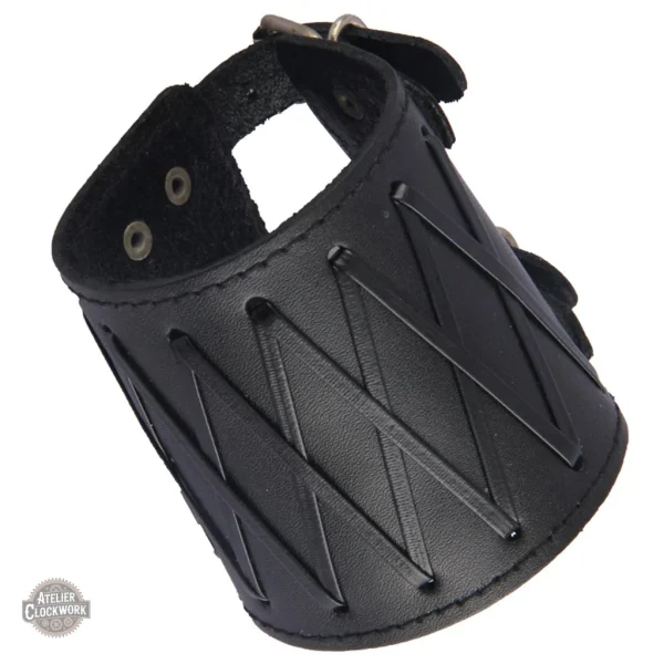 Bracelet noir en cuir, style steampunk élégant