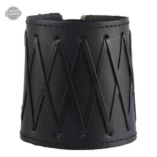 Accessoire steampunk, bracelet en cuir noir