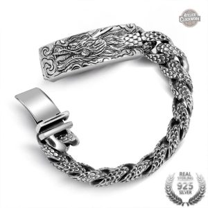 Bracelet Dragon Argent Vintage pour Homme